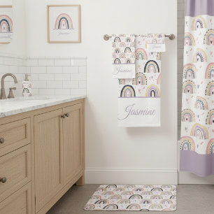 Moe set badhanddoeken met regenboog in pastelkleur bad handdoek