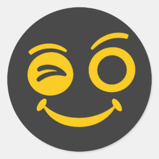 Moe Uitdagend Smiley Gezicht Zwarte Ronde Onderzet Sticker