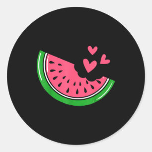 Moe Uitgebeten Partje Watermeloen Met Hartjes Zome Ronde Sticker