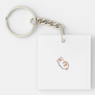 Moe Uitgerolde Slaande Kat Handgetekende Kunst Sleutelhanger