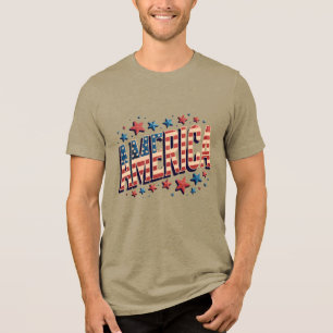 "Moed America" - patriottische Starburst Des Tri-Blend Shirt