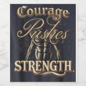 Moed duwt kracht wijn etiket (Enkel label)