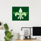Moed en wees - Fleur-de-Lis - Groene tekst Poster (Thuiskantoor)