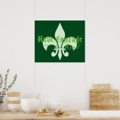 Moed en wees - Fleur-de-Lis - Groene tekst Poster (Keuken)