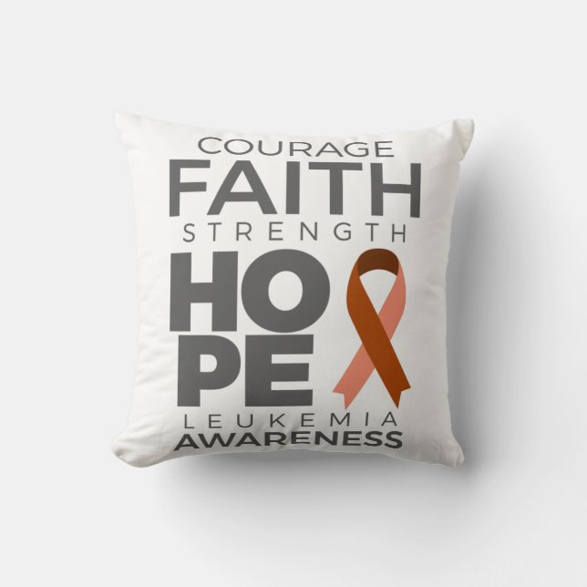 Moed Faith Sterke Hope Leukemia Awareness Kussen (Voorkant)