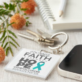 Moed Faith Strength Hope Ovarian Awareness Sleutelhanger (Voorkant Rechts)
