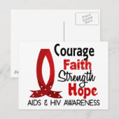Moed, geloof, kracht, hoop AIDS Briefkaart (Voorkant / Achterkant)