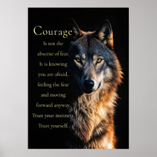 Moed Motivatie Inspirerend wolf Poster
