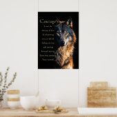 Moed Motivatie Inspirerend wolf Poster (Keuken)