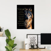 Moed Motivatie Inspirerend wolf Poster (Thuiskantoor)
