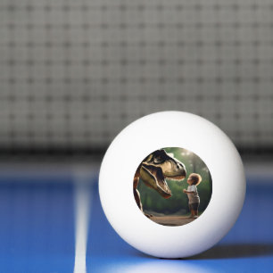 *Moed ontketend: een kleine jongen kijkt naar de T Pingpongballen