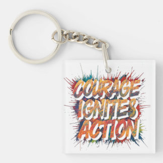 "Moed ontsteekt actie" Een elegant, kleurrijk ontw Sleutelhanger
