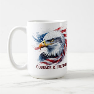 Moed & Vrijheid USA Vlag Patriotisch Cadeau Koffiemok