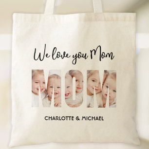 Moeder 3 foto's uitsnijdingen letters tote bag