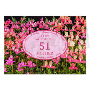 Moeder 51ste verjaardag met roze bloemen