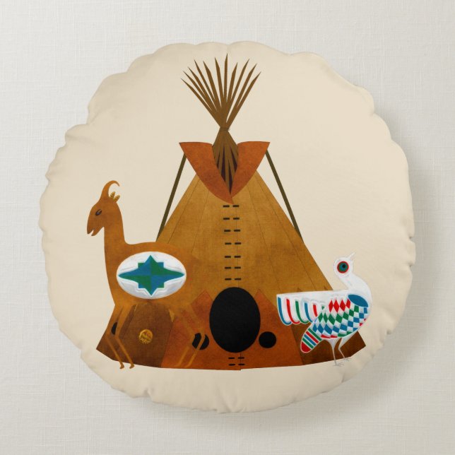 Moeder Aarde Rond Kussen (Voorkant)