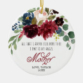 Moeder Appreciation Gepersonaliseerde Marsala Flor Keramisch Ornament (Voorkant)