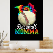 Moeder Art Baseball Momma Birthday Poster (Keuken)
