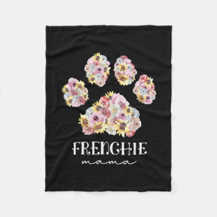 Moeder Art Frenchie Mama Floral Paw French Bulldog Fleece Deken