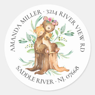 Moeder & Baby Beer Baby shower retour adreslabel Ronde Sticker