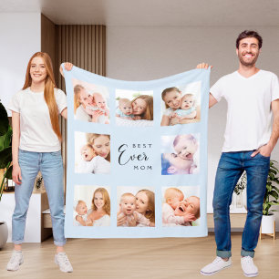 Moeder baby blauwe foto collage fleece deken