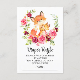 Moeder Baby bunny Fox Douche Luier Raffle Ticket Informatiekaartje