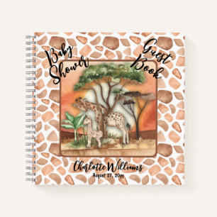 Moeder   Baby Giraffe Safari Baby shower Guest Boo Notitieboek