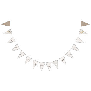 Moeder & Baby Giraffe Waterverf Welkom Baby Vlaggetjes