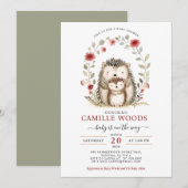 Moeder Baby Hedgehog Baby shower Uitnodiging (Voorkant / Achterkant)