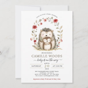 Moeder Baby Hedgehog Baby shower Uitnodiging