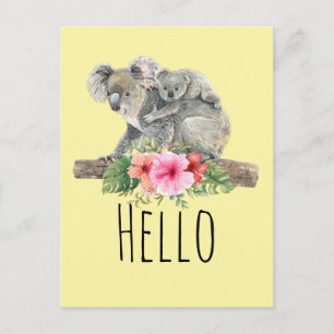 Moeder & Baby Koala Beren Schattigee Waterverf Hal Briefkaart