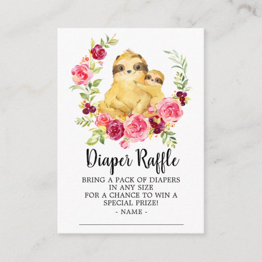 Moeder & Baby Luiaard Doucheluier Raffle Ticket Informatiekaartje (Voorkant)