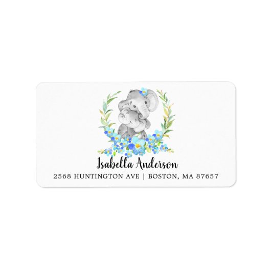 Moeder & Baby Olifant Douche Adreslabel Etiket (Voorkant)