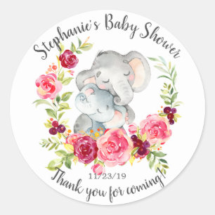 Moeder & Baby Olifant Douche Favor Sticker