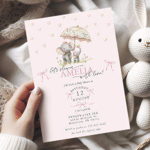 Moeder & Baby Olifant met Paraplu Baby Meisje Show Kaart