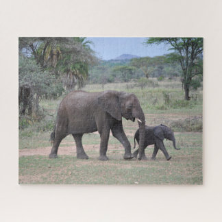 Moeder Baby Olifanten Natuurfotografie Legpuzzel