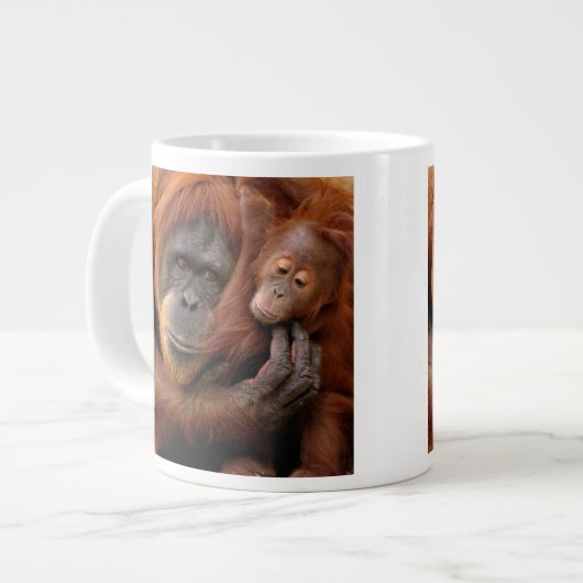 Moeder & Baby Orang-oetan Grote Koffiekop (Voorkant links)