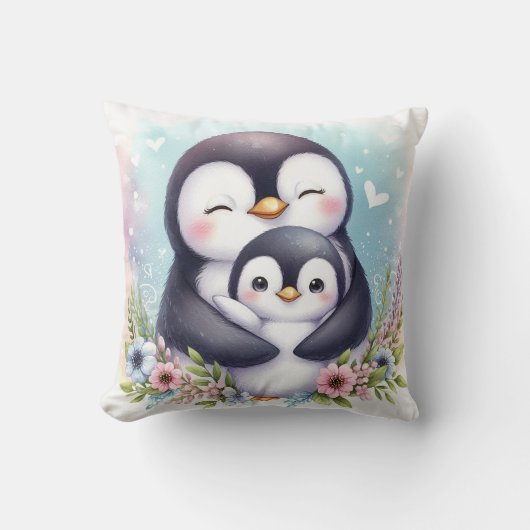 Moeder & Baby Pinguïn Kussen (Voorkant)