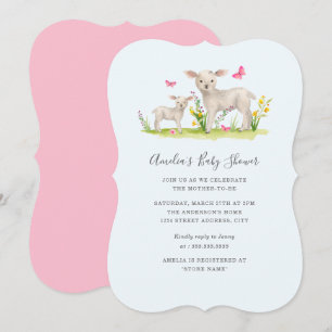 Moeder Baby Schaap Zoete Baby Shower Uitnodiging