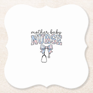 Moeder Baby Verpleegster Bloem Boog Shirt Ontwerp_ Kartonnen Onderzetters
