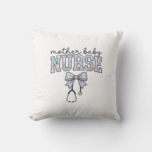 Moeder Baby Verpleegster Bloem Boog Shirt Ontwerp_ Kussen