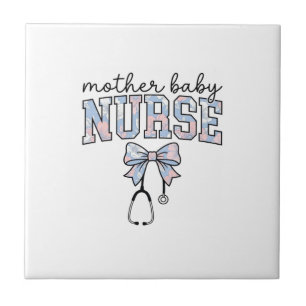 Moeder Baby Verpleegster Bloem Boog Shirt Ontwerp_ Tegeltje
