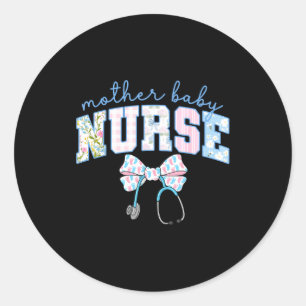 Moeder Baby Verpleegster Team Coquette Blauwe Stet Ronde Sticker