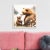 Moeder Beer Baby snijwerk Canvas Afdruk (Insitu (Woonkamer))