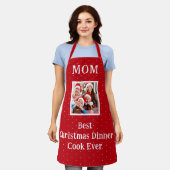 Moeder Beste Koken Rood En Wit Kerstmis Polka Dot Schort (Gedragen)