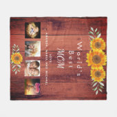Moeder Beste moeder foto collage rustisch bruin Fleece Deken (Voorkant (Horizontaal))