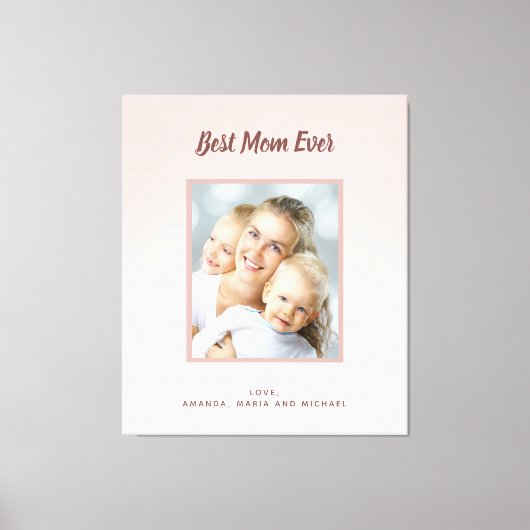 Moeder Beste Moeder Ooit roze goud blozende foto Canvas Afdruk (Voorkant)