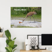 Moeder Bird en Baby Bird Sandhill Cranes Poster (Thuiskantoor)