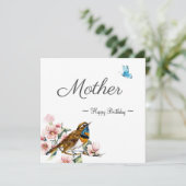 moeder blije verjaardag vogel  florale kaart (Staand voorkant)