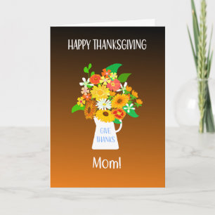 Moeder Bloemenboeket voor Thanksgiving Dag Kaart